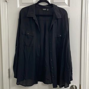 a.n.a Black Button Down Shirt Blouse